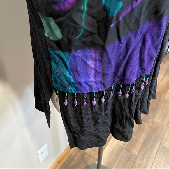 SALE: Vintage Sz 22 Maren Open Drape Top with Retro Print - Picture 3 of 7